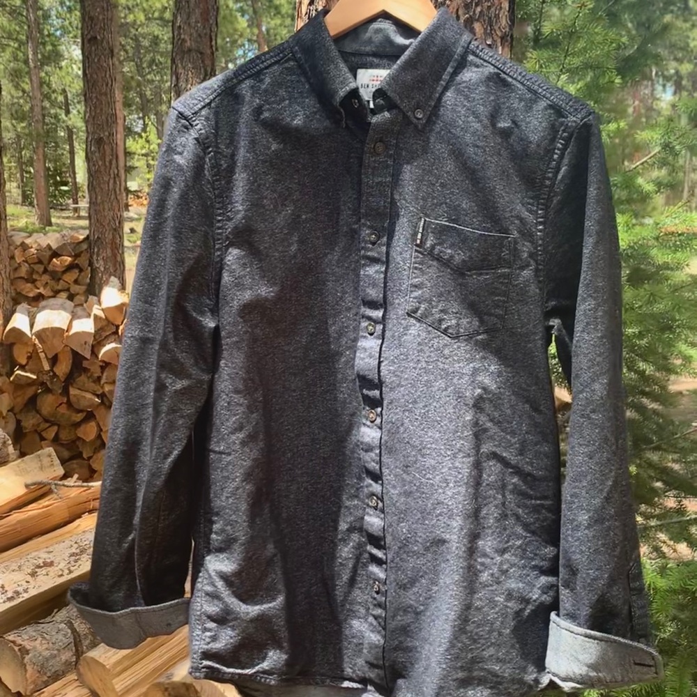 Ben Sherman London Brand LS Charcoal Flannel Shirt